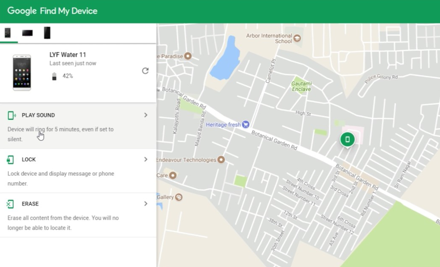 Locating Android Device through Find My Device Feature
